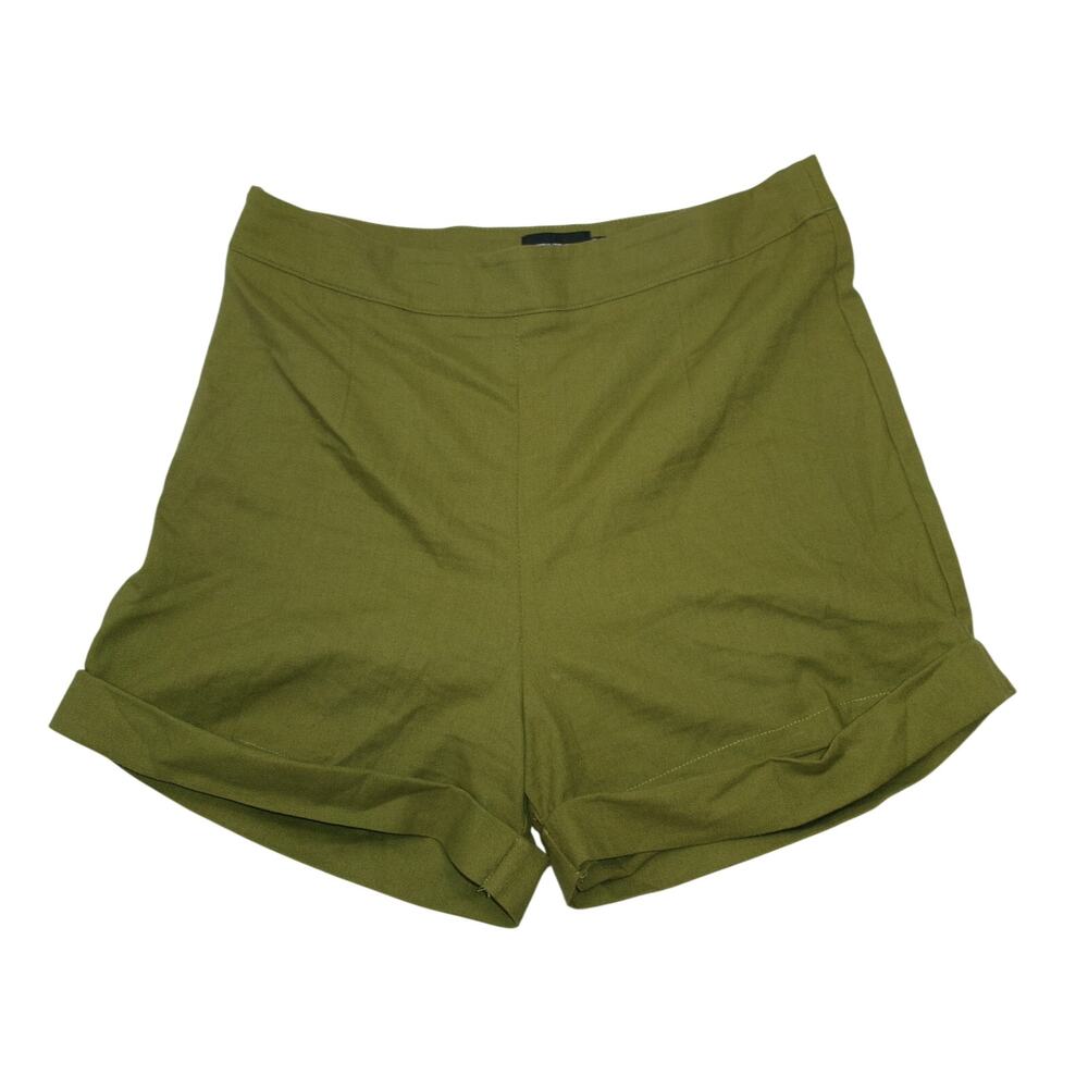 PrettyLittleThing Olive Green High Rise Cuffed Shorts Women's US 8